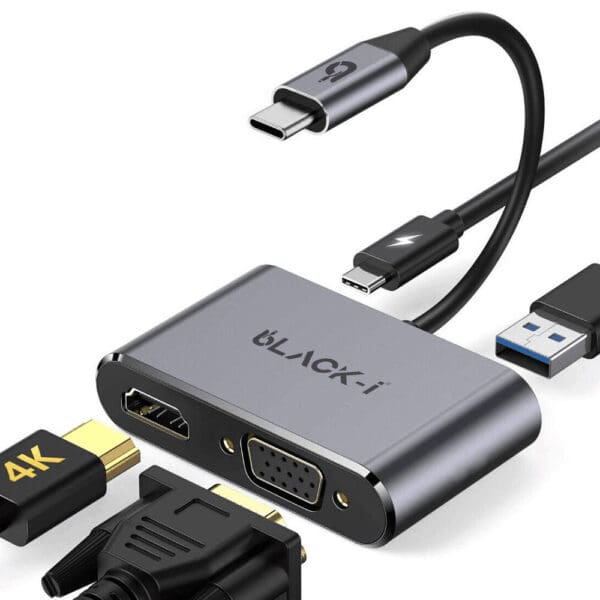 Powerful Connectivity - Type-C 4 in1 Hub ; HDMI / VGA / USB 3.0 / PD